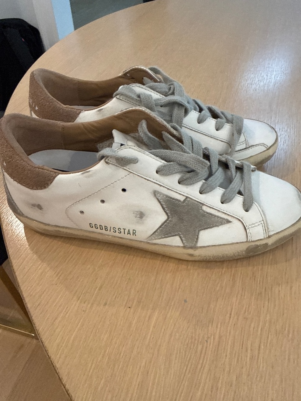 Like new womens golden goose sneaker white brownish tan dize 6